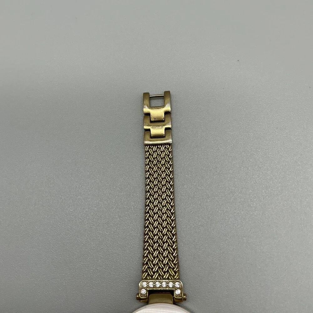 Anne Klein AK/1906 Womens Watch 30mm White Dial Gold Tone Mesh New Battery 7.5